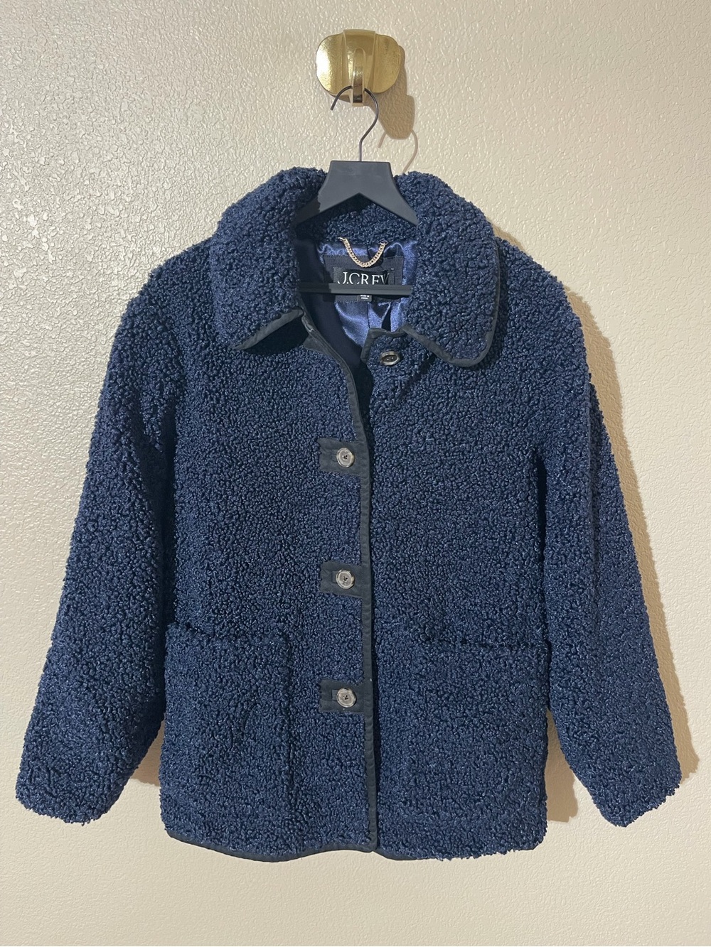 J. Crew Navy Sherpa Puffer Jacket